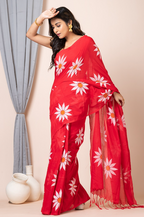 Green Cotton Blend Digital Print Saree | Bollywood Party Wear Saree with Printed Running Blouse