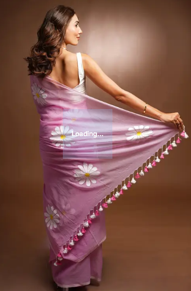 Pink Cotton Blend Digital Print Saree | Bollywood Party Wear Saree with Printed Running Blouse